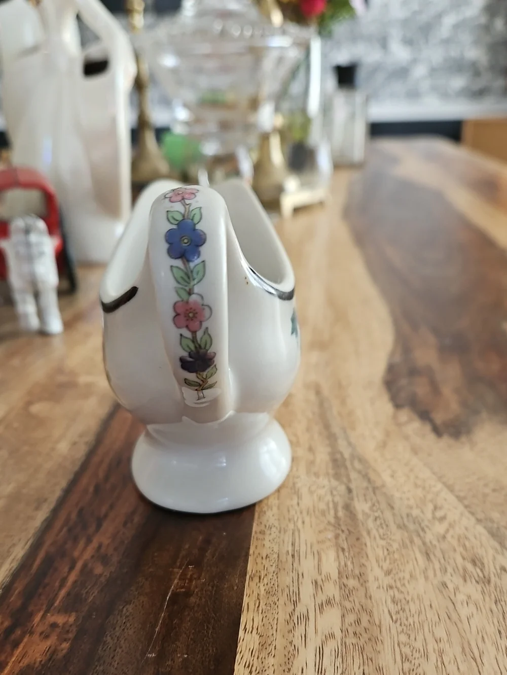Vintage 1921 Syracuse China Dewitt Clinton Individual Gravy Boat Floral Antique